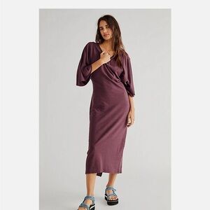 Free People beach Skylar burgundy maroon Purple Midi maxi Dress